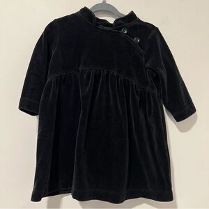Hanna Andersson Black Velour Dress Mandarin Collar Dress Size 70 6-12m Holiday